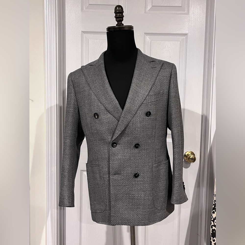 Suitsupply Gray Double Breasted Blazer Jacket Sport Coat 38S